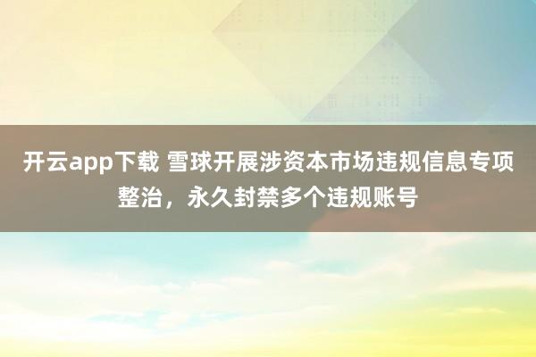 开云app下载 雪球开展涉资本市场违规信息专项整治，永久封禁多个违规账号