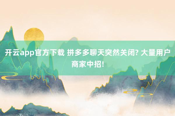 开云app官方下载 拼多多聊天突然关闭? 大量用户商家中招!