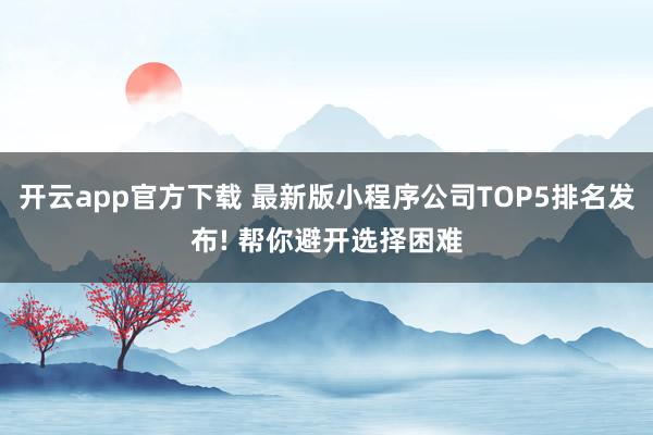 开云app官方下载 最新版小程序公司TOP5排名发布! 帮你避开选择困难
