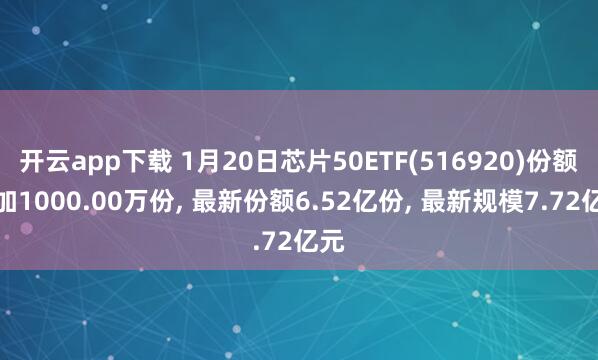 开云app下载 1月20日芯片50ETF(516920)份额增加1000.00万份, 最新份额6.52亿份, 最新规模7.72亿元