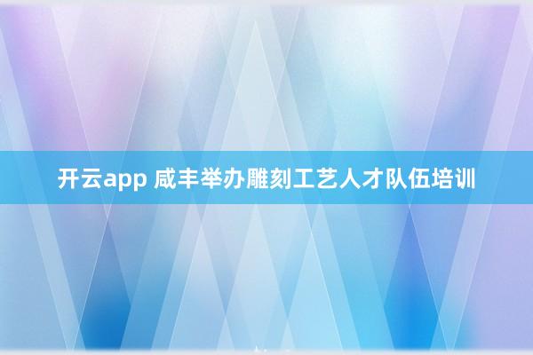 开云app 咸丰举办雕刻工艺人才队伍培训