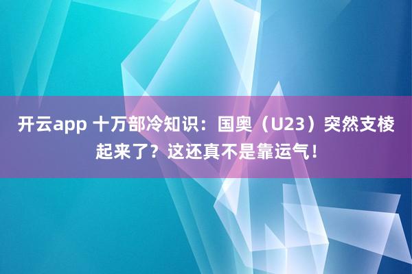 开云app 十万部冷知识：国奥（U23）突然支棱起来了？这还真不是靠运气！