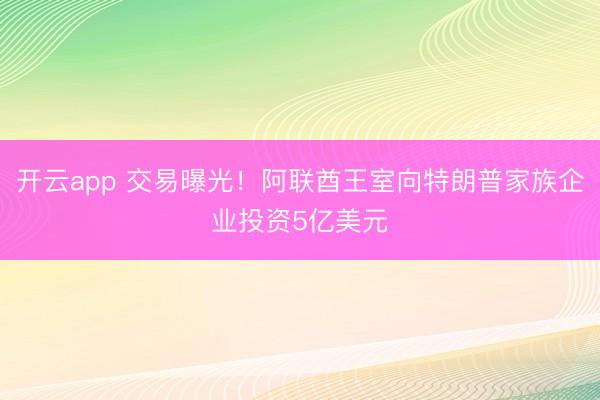开云app 交易曝光！阿联酋王室向特朗普家族企业投资5亿美元