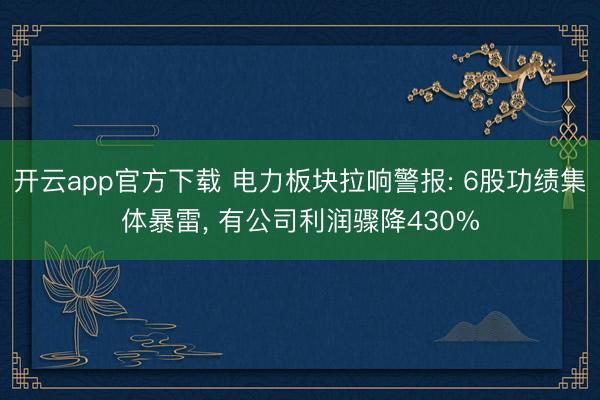 开云app官方下载 电力板块拉响警报: 6股功绩集体暴雷, 有公司利润骤降430%