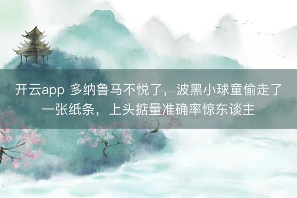 开云app 多纳鲁马不悦了，波黑小球童偷走了一张纸条，上头掂量准确率惊东谈主