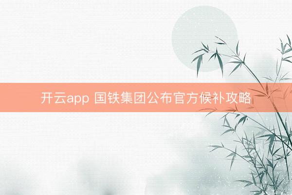 开云app 国铁集团公布官方候补攻略