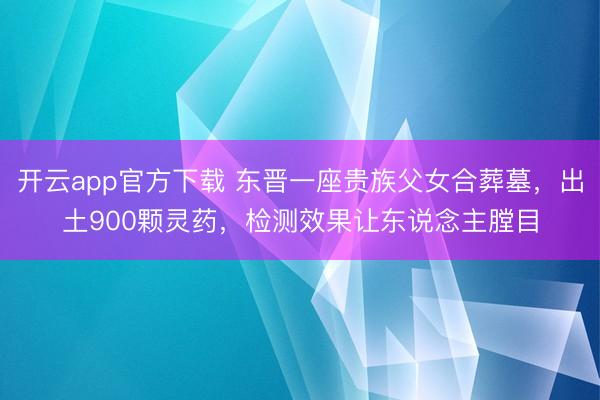 开云app官方下载 东晋一座贵族父女合葬墓，出土900颗灵药，检测效果让东说念主膛目
